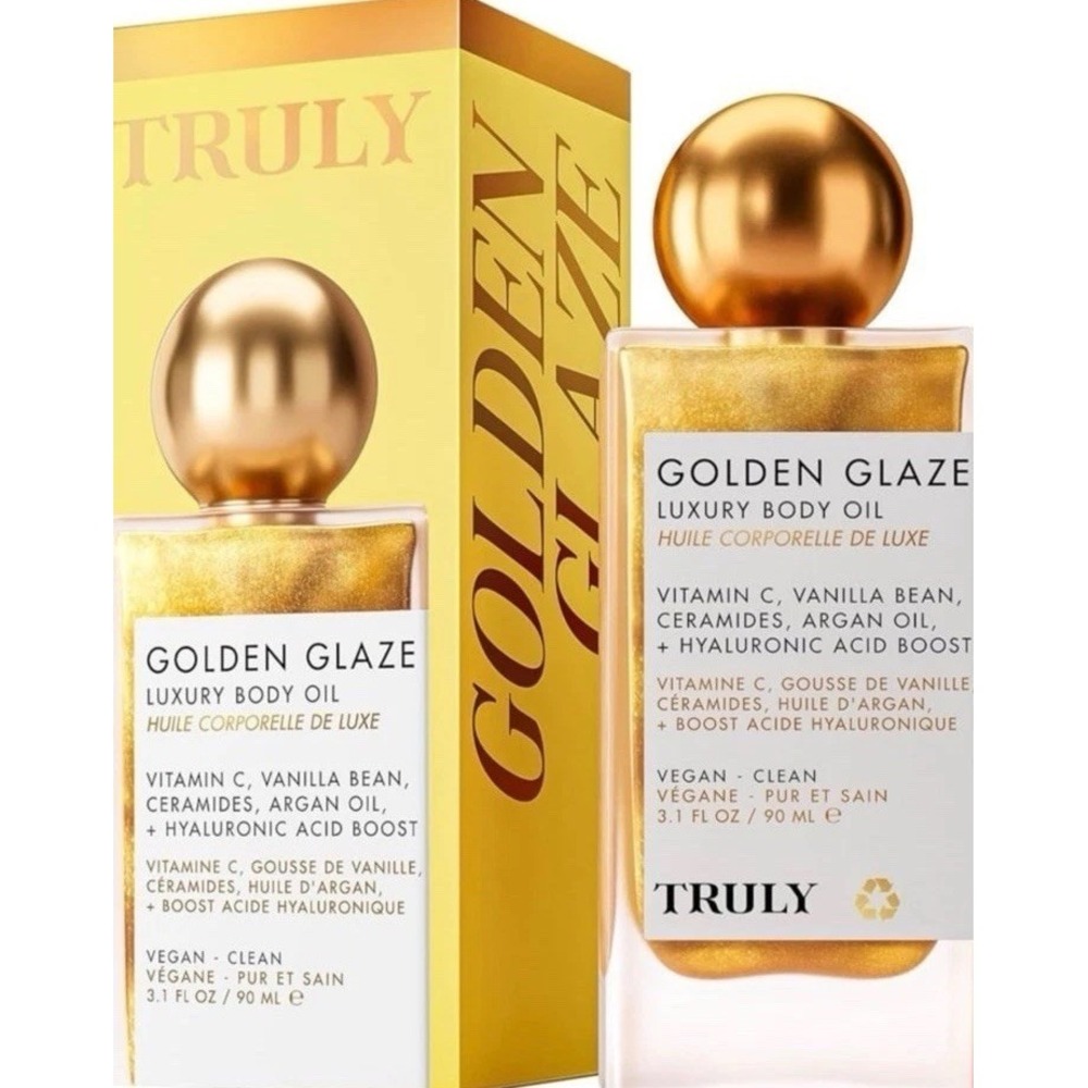 TRULY Golden Glaze Luxury Body Oil 3.1 Oz / 90 ml Vitamin C Argon Oil Vegan New